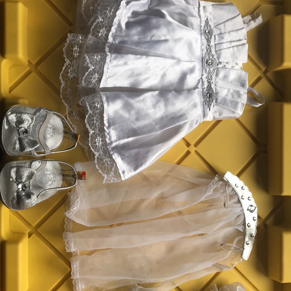 Build-A-Bear White and Silver Dress Set